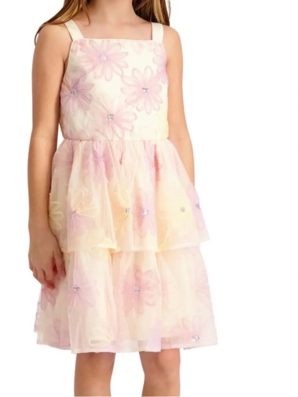 Kensie Girl Sleeveless Beaded Soutache Mesh Dress, Size 14